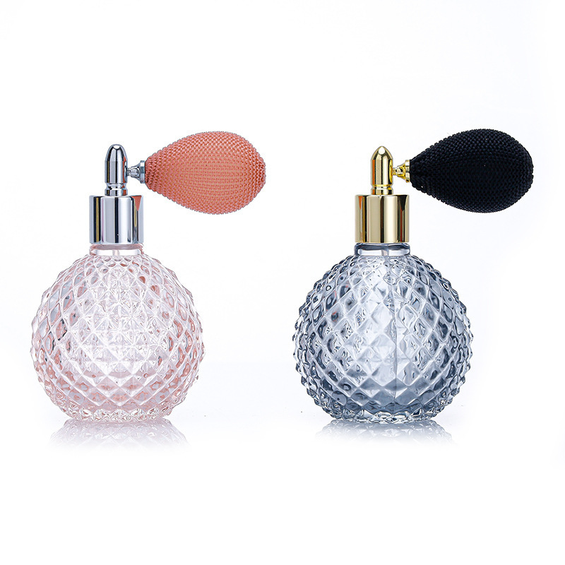 Unique Aromatherapy Empty Bottle Pineapple Shape 100ml Luxury Round Perfume Bottle Vintage Perfume Glass Bottle With Airbag Pump