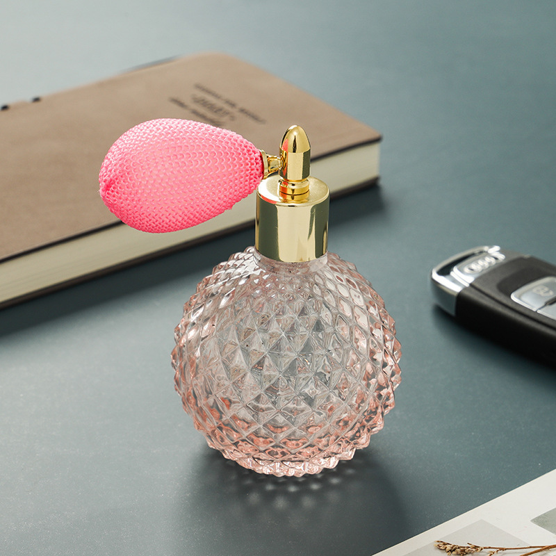 Unique Aromatherapy Empty Bottle Pineapple Shape 100ml Luxury Round Perfume Bottle Vintage Perfume Glass Bottle With Airbag Pump