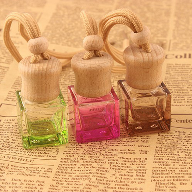 BYPE BY PERFUME 8ml Empty Car Air Freshener Bottle Colored Colorful Glass Hanging Car Diffuser Perfume Bottle With Wood Cap