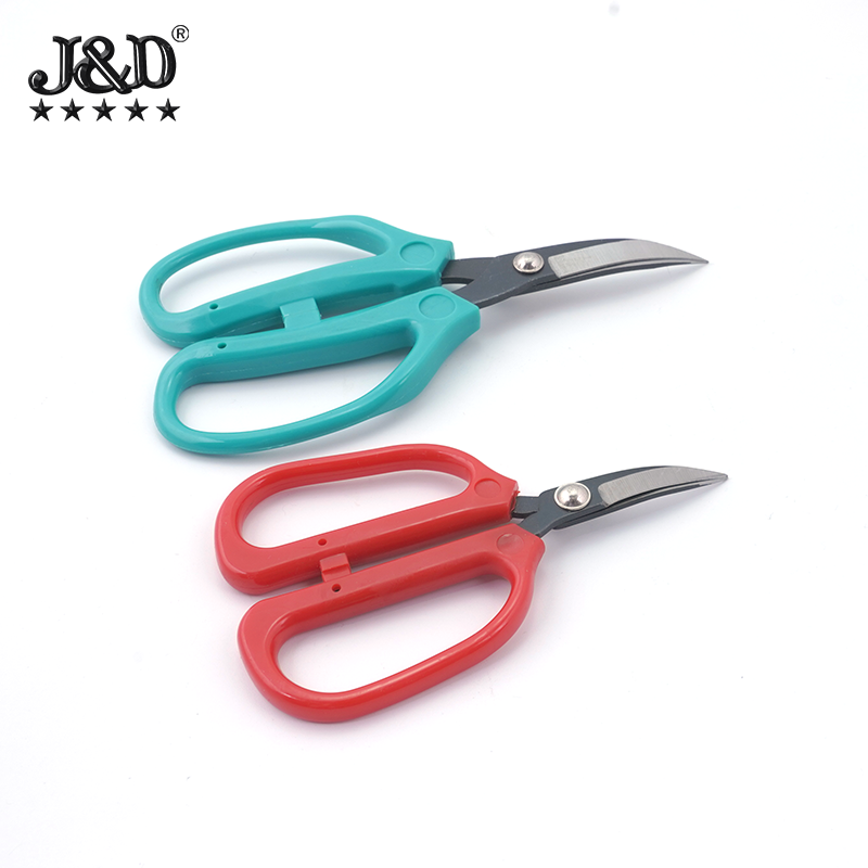 manganese steel elbow scissors carpet leather fabric cutting household  curved blade warped scissors rubber handle