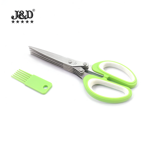 Herb Scissors Garlic Leafy Greens Paper Shredding,Stainless steel 5-blade herbal scissors, green Loose leaf cabbage, parsley