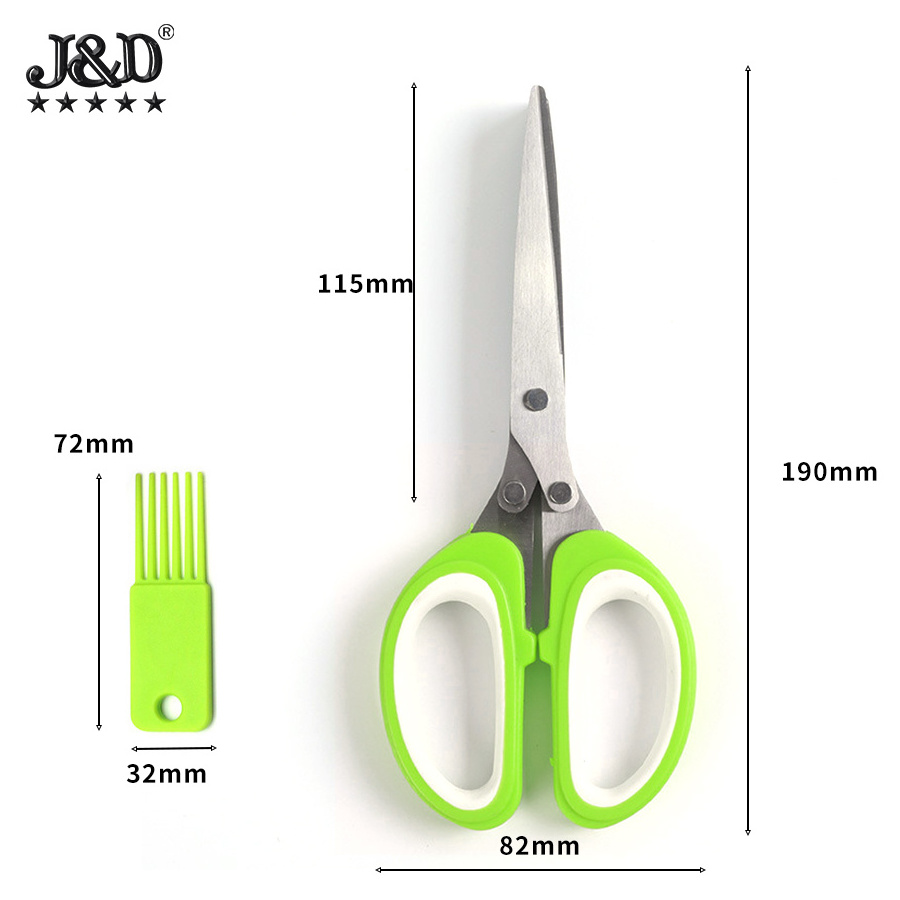 Herb Scissors Garlic Leafy Greens Paper Shredding,Stainless steel 5-blade herbal scissors, green Loose leaf cabbage, parsley