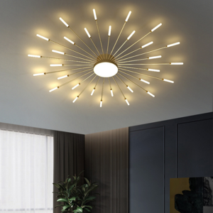 Home Bedroom Living Room Modern Ceiling Lamps Gold Black Custom Aluminum Acrylic Firework Led Ceiling Light