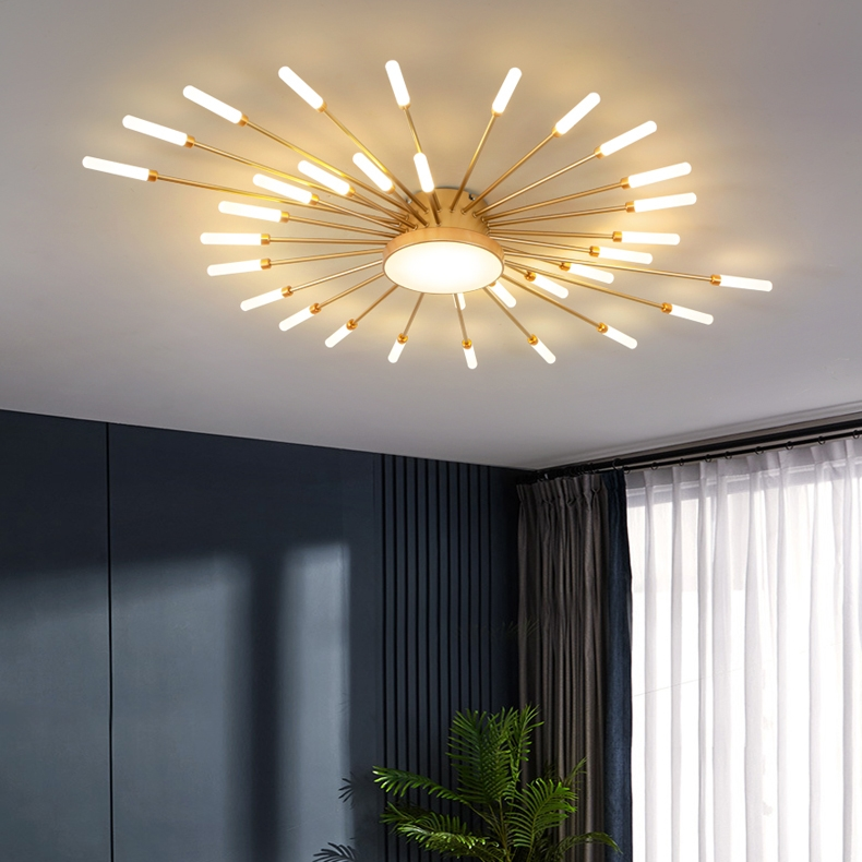 Home Bedroom Living Room Modern Ceiling Lamps Gold Black Custom Aluminum Acrylic Firework Led Ceiling Light