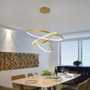 Modern Luxury Art Decor Round Circle Chandelier Villa Hotel Living Room Hanging Ring Led Pendant Light