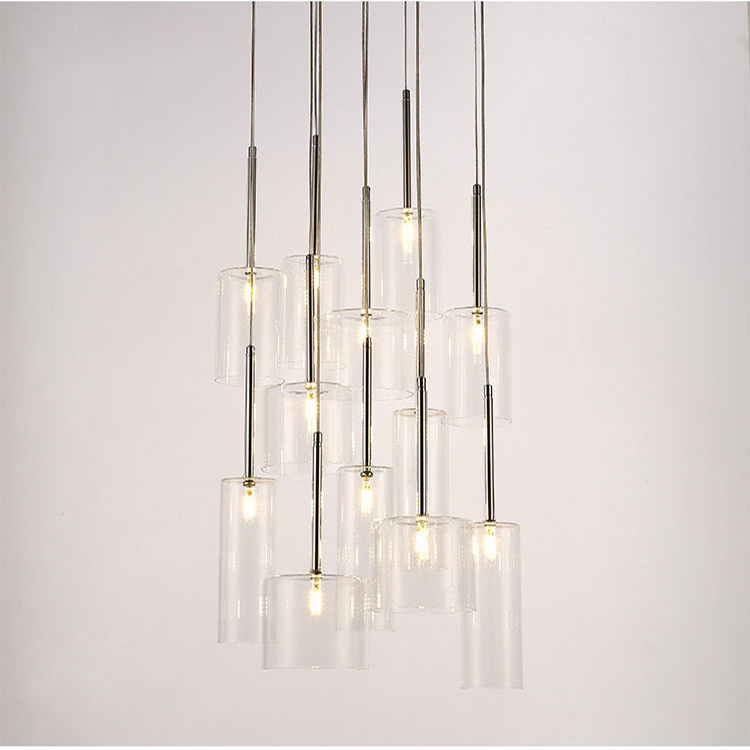 12 Lights Pendant Ceiling Fixture Integrated LED Kitchen Light Glass ceiling light fixture with remote control