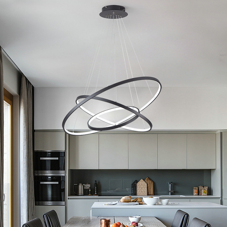 Modern Luxury Art Decor Round Circle Chandelier Villa Hotel Living Room Hanging Ring Led Pendant Light