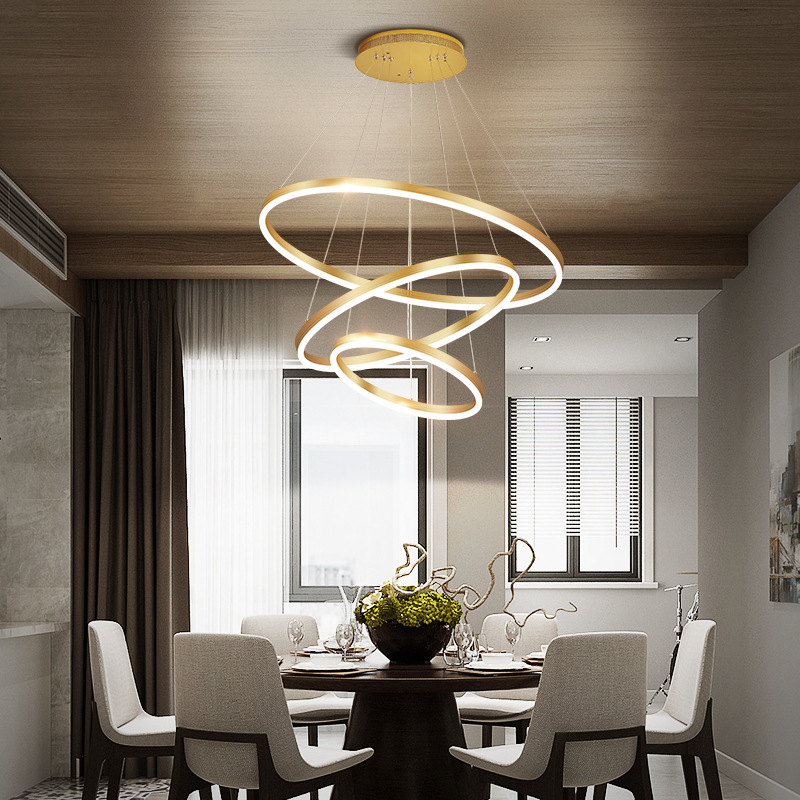 Home Living Room Dining Table Ring Circular Chandelier Art Lamps Lighting Fixtures Modern Pendant Lamp