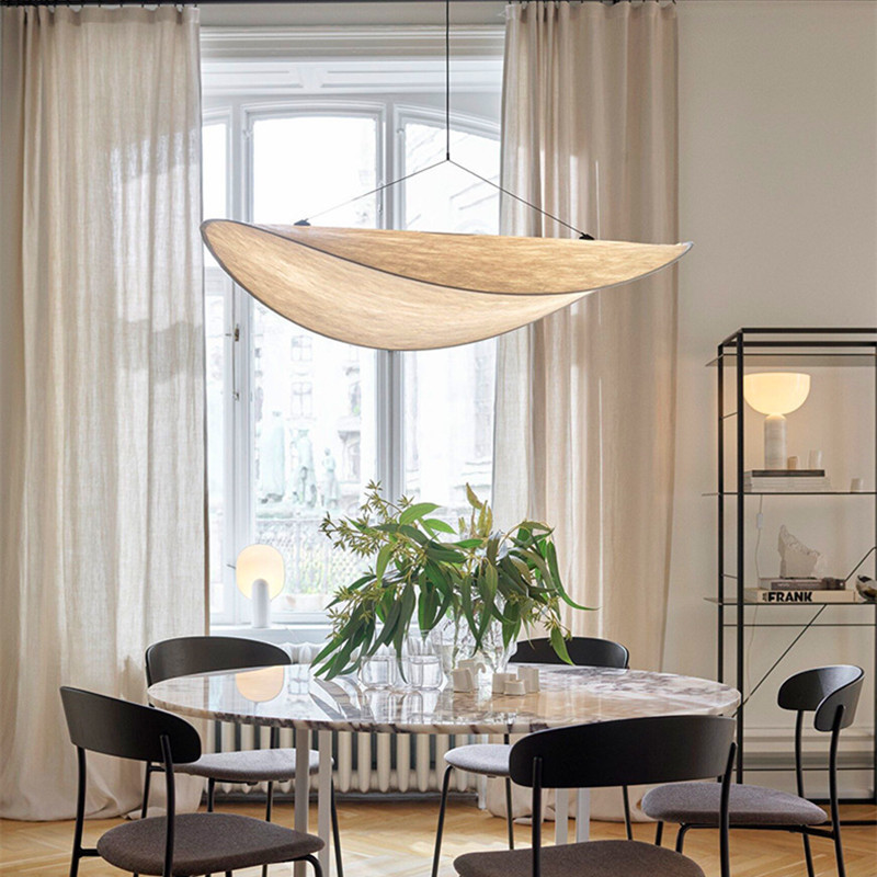 Modern Hanging Decorative Led Fabric Pendant Lamp Creative White Silk Cloth Sense Pendant Light for Living Room Dining Table