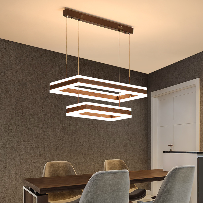 Simple Design Square Chandelier Living Room Dining Room Led Ceiling Hanging Nordic Modern Pendant Lights