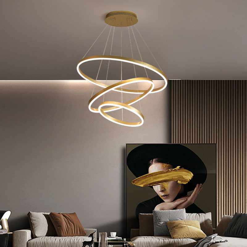 Home Living Room Dining Table Ring Circular Chandelier Art Lamps Lighting Fixtures Modern Pendant Lamp