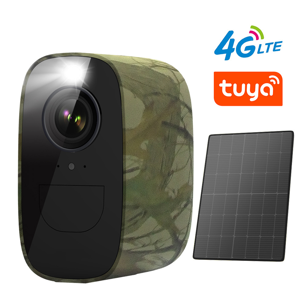 Tuya JerderFo Outdoor 4g Camera Battery Powered WiFi Home Security Camera 2-Way Audio Color Night Vision PIR Motion Solar Panel