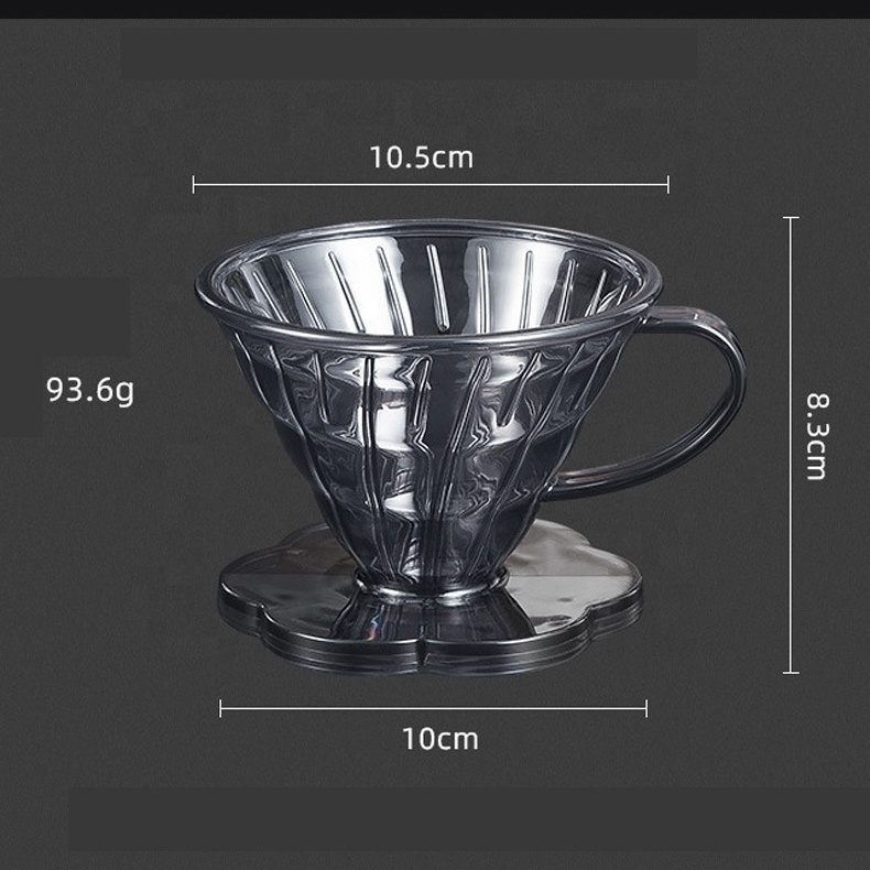 Wholesale Transparent Conical Drip Origami Filter Cup Plastic Coffee Dripper Reusable Cone Shaped Filter