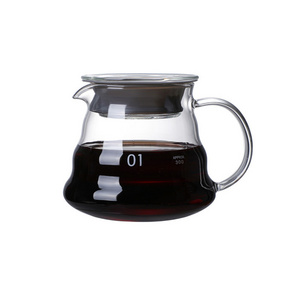 High Quality 360ml  Wholesale Clear Glass Smooth Coffee Server Pourover Coffee Pot Coffee Maker