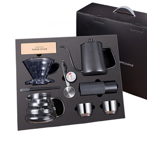 9 Pieces Coffee Travel Set With Pour Over Kettle Manual Grinder Drip Thermometer Coffee Hand Brew Kit