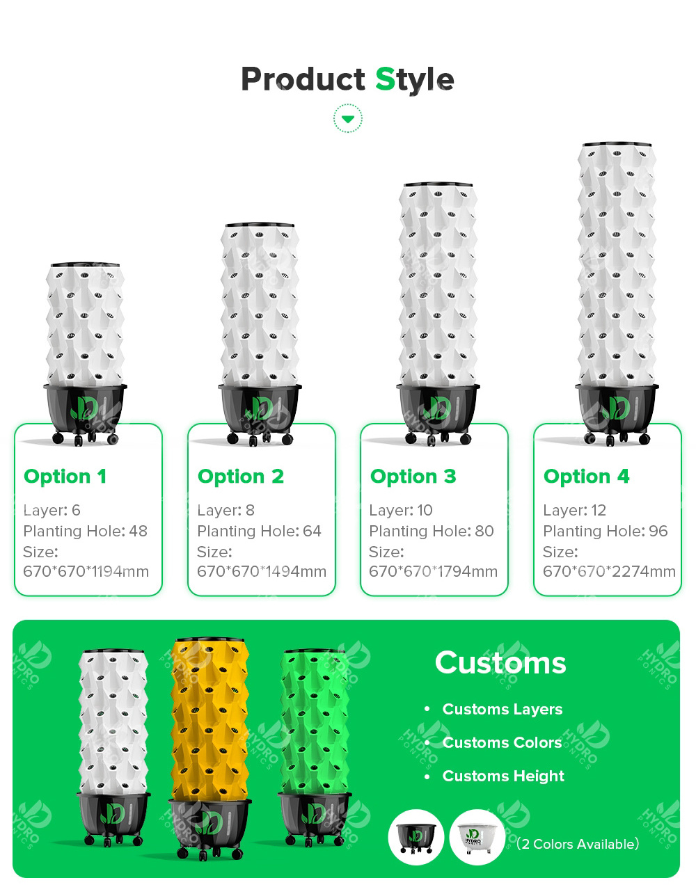 Vertical Growing Irrigation Farming Aeroponics Commercial Stackable Hydroponic Tower Garden Vertical Hydroponic System