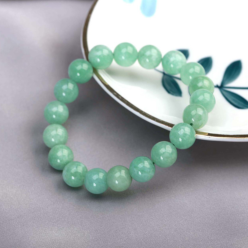 JD Natural Stone Myanmar Green Jade Beads Bracelets Women Burmese Round Gemstone Energy Strand Bangles Girls Yoga Jewelry Gifts