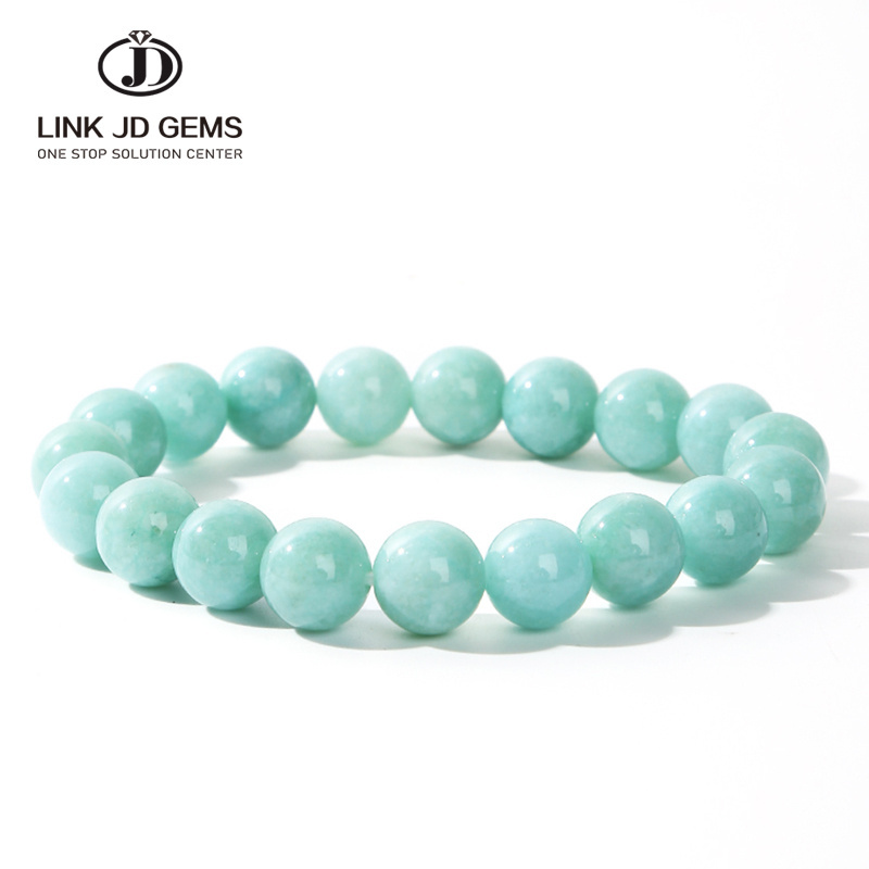 JD Natural Stone Myanmar Green Jade Beads Bracelets Women Burmese Round Gemstone Energy Strand Bangles Girls Yoga Jewelry Gifts