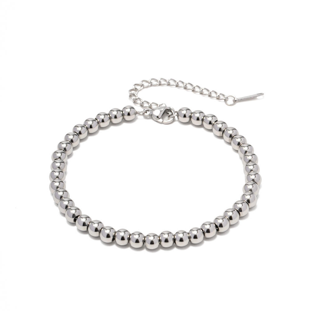 Minimalist INS 18K Gold Plated and Silver Plated Stainless Steel Jewelry Waterproof 5mm Bead Chain Bracelet for Women