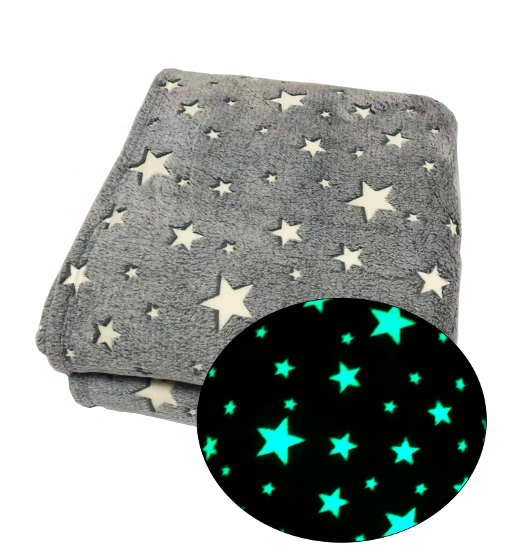 Double Star luminous Sherpa blanket Glow In The Dark Flannel Throw Blankets for kids