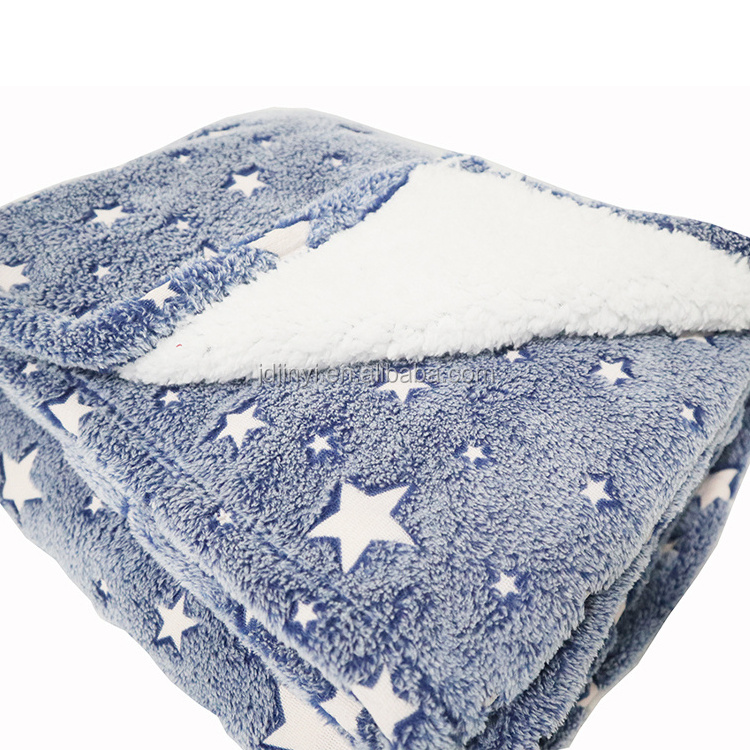 Double Star luminous Sherpa blanket Glow In The Dark Flannel Throw Blankets for kids