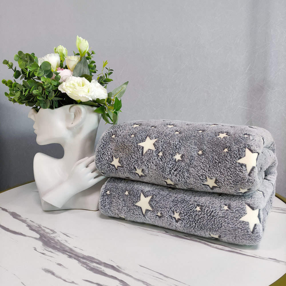 Double Star luminous Sherpa blanket Glow In The Dark Flannel Throw Blankets for kids