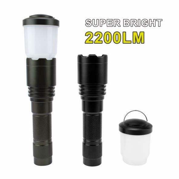 Manufacturer Lumen 2200lm 10km Bright High Power Flash light Rechargeable torch Light xhp70  Tactical Portable Flashlight