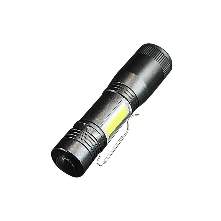 Zoom Focus LED Mini COB Flashlight with Clip