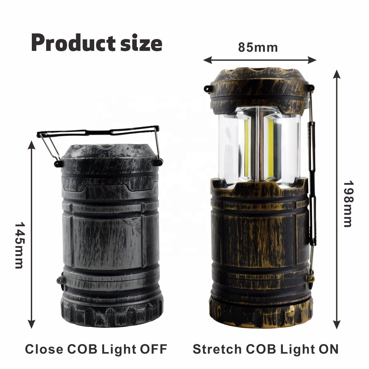 LED Pop Up Camping Lanterns Dual Lantern and Flashlight 3AA Dry Battery Outdoor lamp COB LED Light