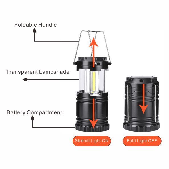 Extendable COB led lantern led camping lantern light with hook Pop up COB Lantern