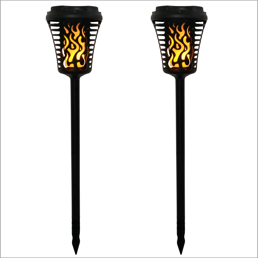 Rechargeable Landscape LED Garden Torch with auto on/off, Waterproof Flickering Flame Light, Bigger Solar Panel Tiki Torches