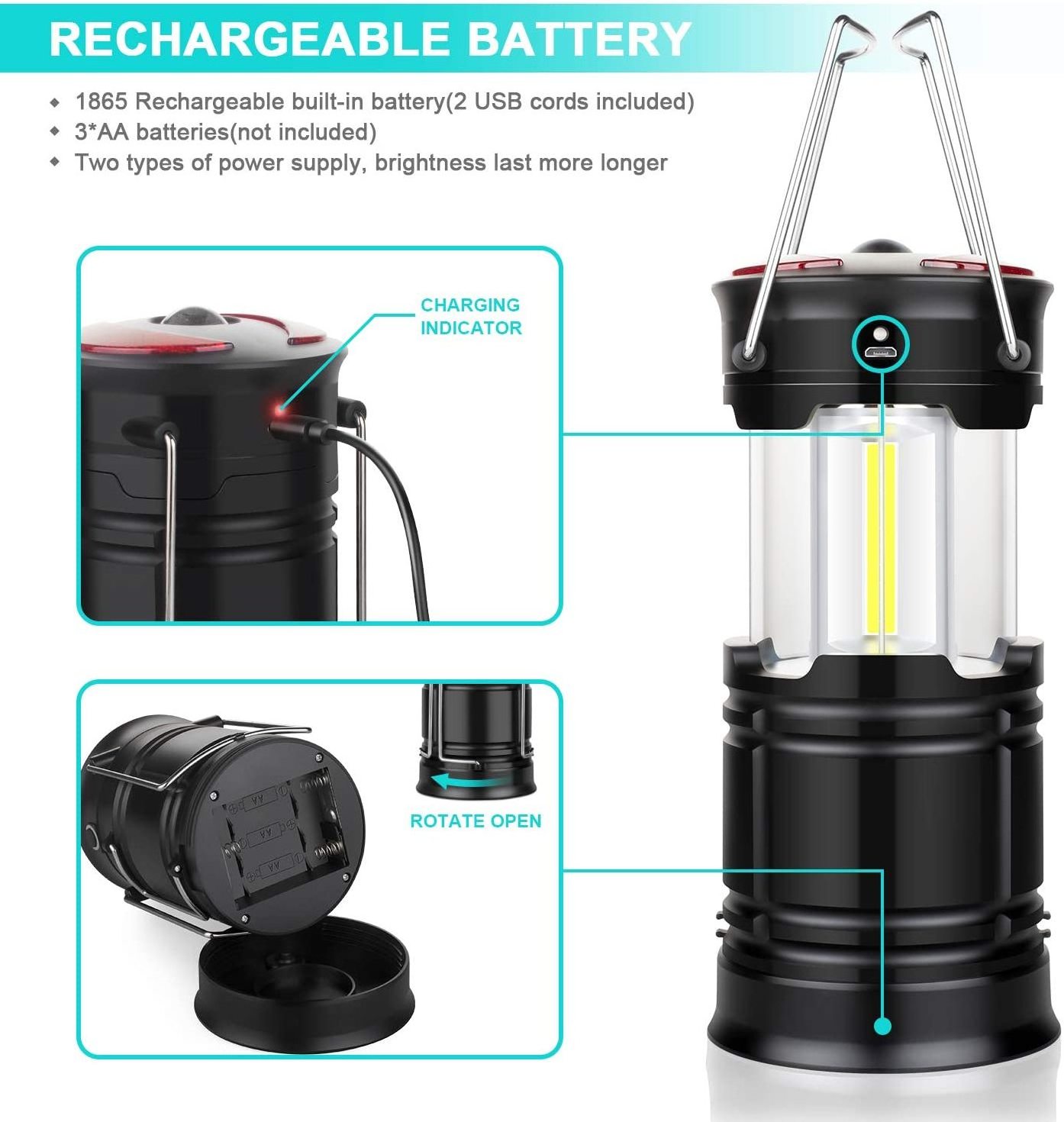 Camping Lanterns Led Lanterns Lights with Flashlight and Magnet Base for Camping Hiking Emergency SOS Function Outage