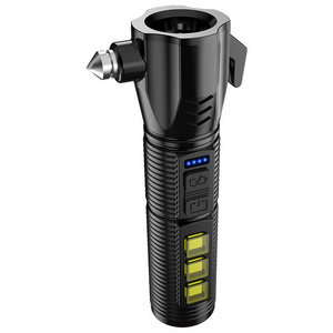 Safety Hammer Flashlight LED Outdoor Multifunctional  Work Light USB Car  Strong Light Long Range Emergency Flashlight