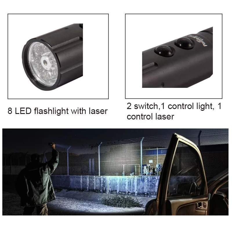 Portable Aluminum Mini 8 LED laser flashlight Led flashlight with laser pointer Dry battery Laser torch