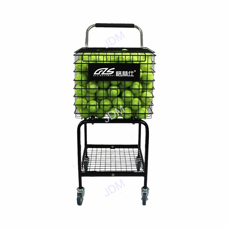 customize durable metal wire trolley tennis ball pick up basket with wheels and handle cart