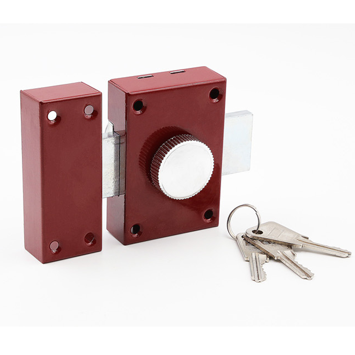 External Use Set Rim Deadbolt Lock Levers Machine Lock Rim Lock For Thick Door Double Sides Red