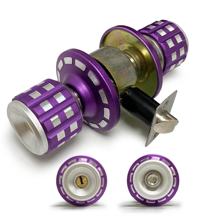 Zinc alloy purple cylindrical locks for bedrooms and bathrooms