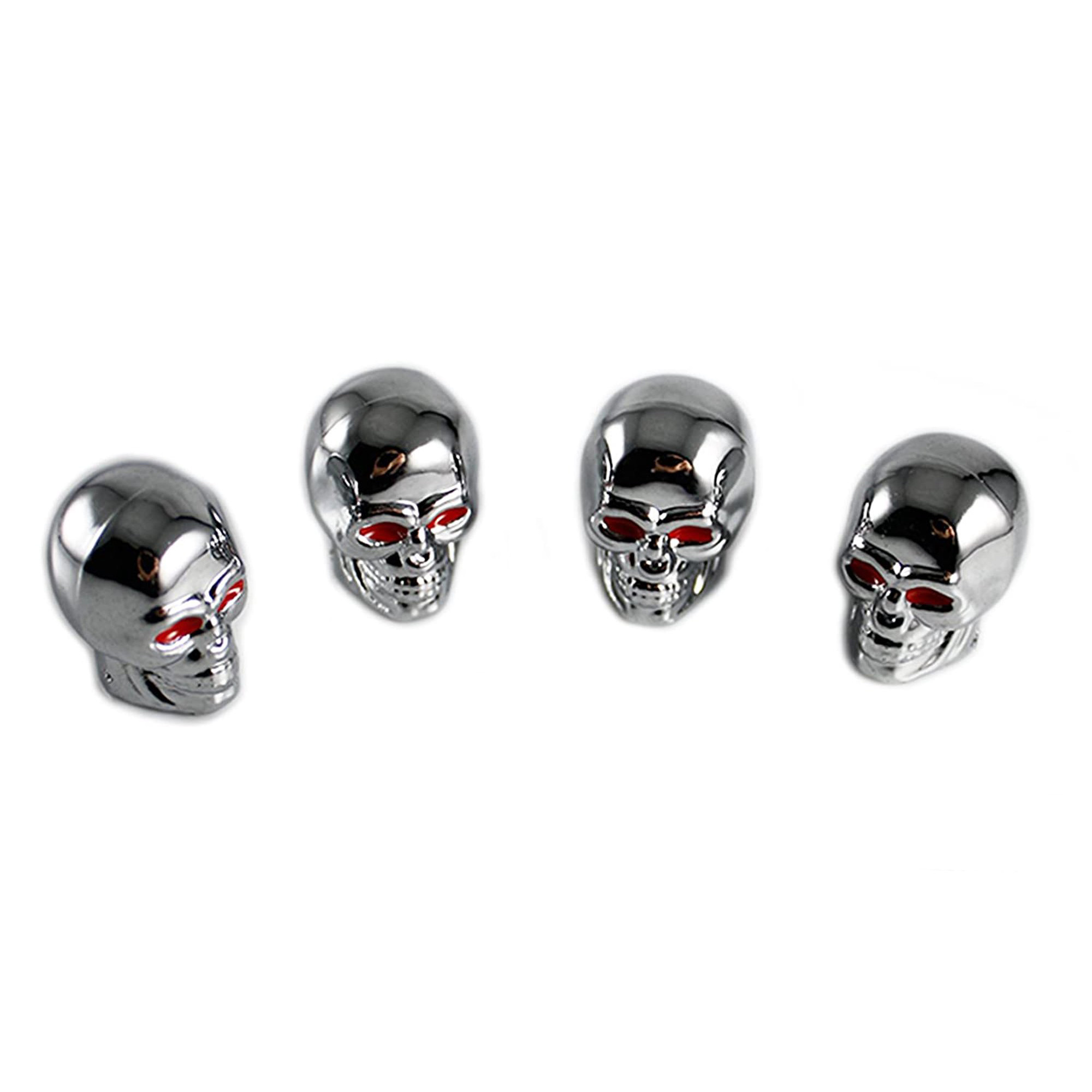 JDMotorsport88 Car JDM Racing 4pcs Aluminum Skull Wheel Tire  Air Valve Caps