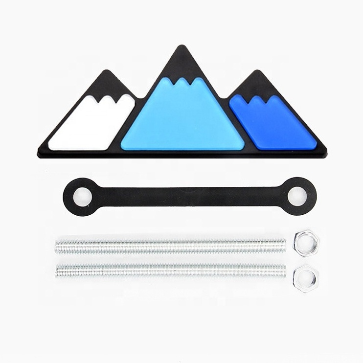 JDMotorsport88 Tri Color Mountain Design Front Grille Badge Emblems No Removal Required Toggle Anchor Bolts For BMW