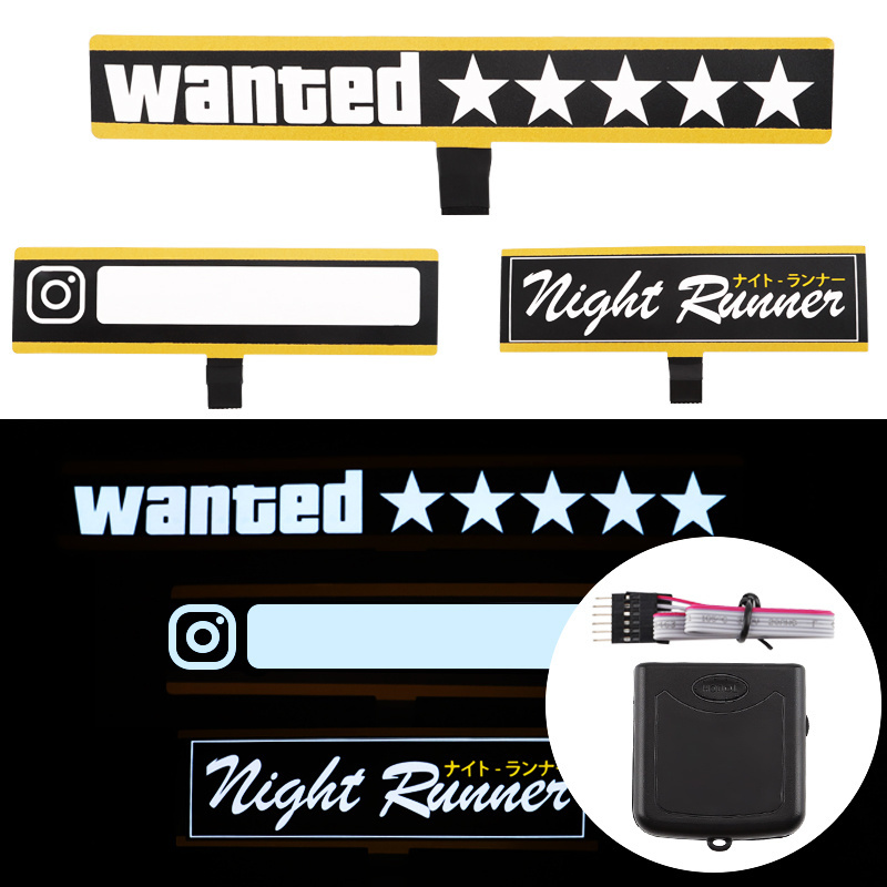 New kind Hot Selling Custom El Light Up Led Car Window Stickers 5 Star Wanted Led Light Panel For Car Window