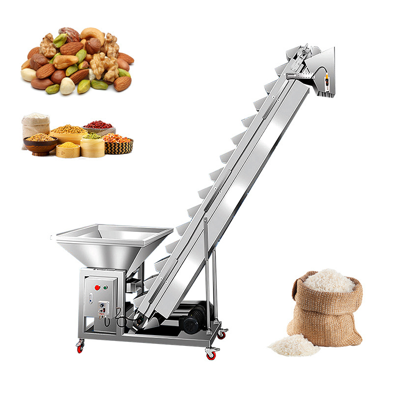 Grain Rice Nuts Beans Granule Particle Powder Bucket Inclined Elevator Conveyor Belt Feeding Machine