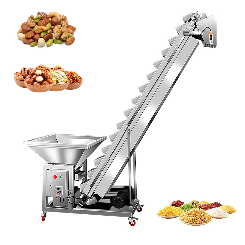 Grain Rice Nuts Beans Granule Particle Powder Bucket Inclined Elevator Conveyor Belt Feeding Machine