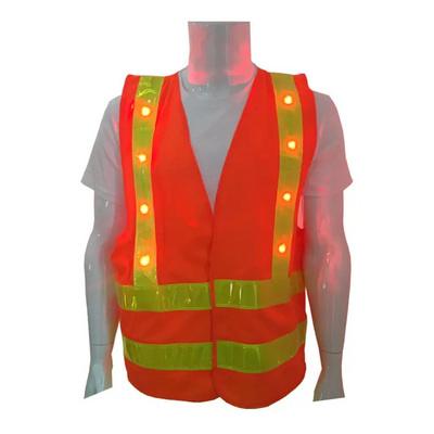 new style red light flashing running vest hi vis led reflective safety vest