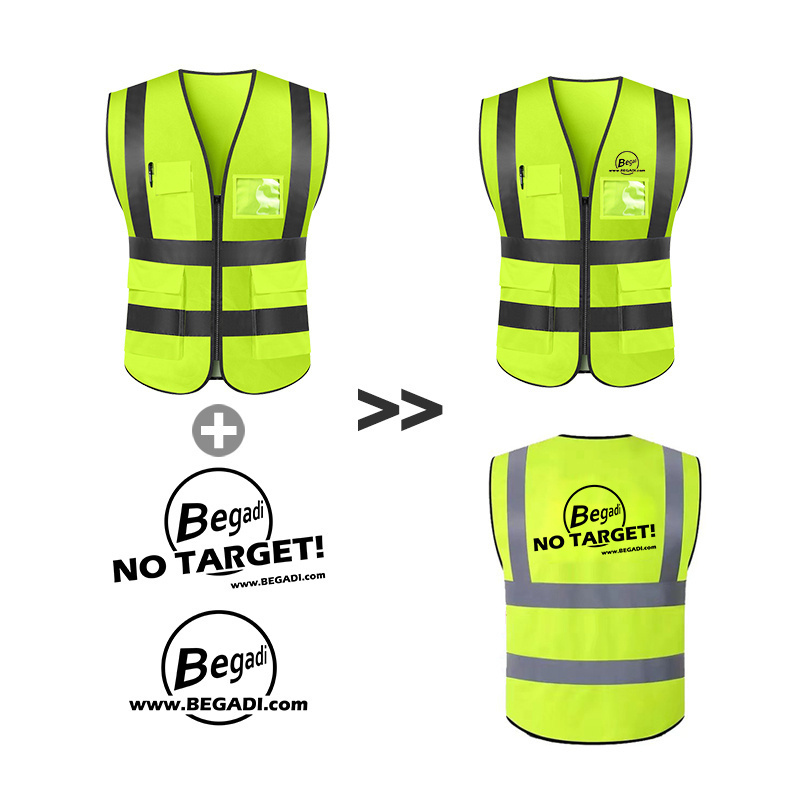 Security Jacket Construction High Visibility Multi Pockets Colorful Reflective Safety Work Vest