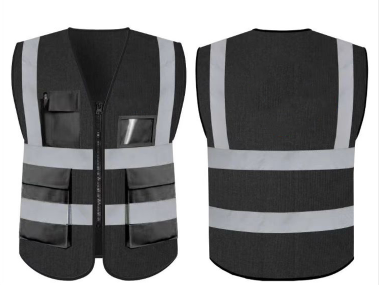 Security Jacket Construction High Visibility Multi Pockets Colorful Reflective Safety Work Vest