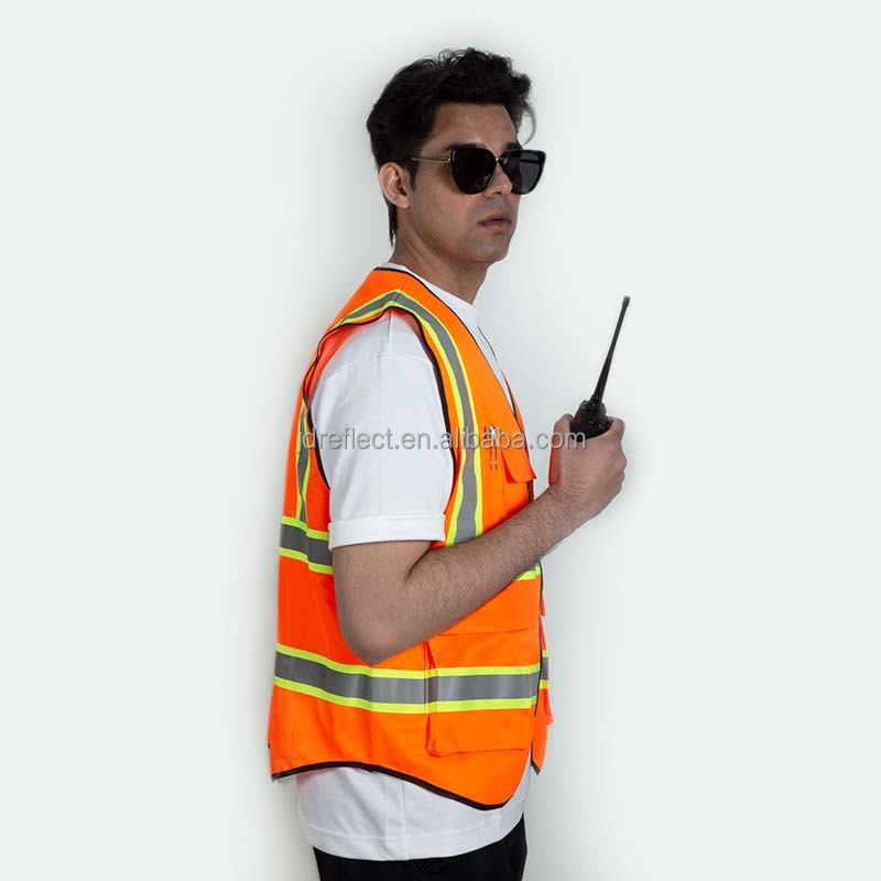 Standard Visibility Reflective Safety Vest with Loop and Hook Closure Neon Yellow Size XXL