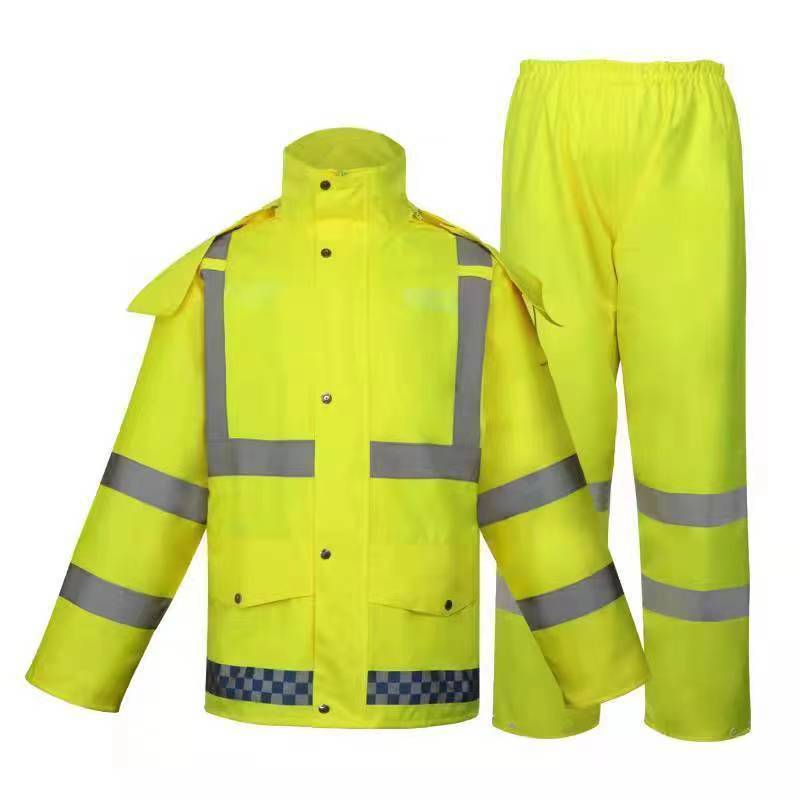 Reflective Rain Jacket, Waterproof Hi Vis Safety Jacket, Heavy Duty Class II High Visibility Trench Coat