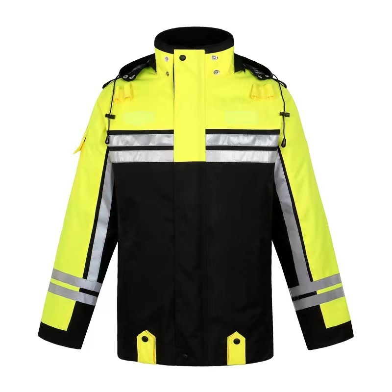 Reflective Rain Jacket, Waterproof Hi Vis Safety Jacket, Heavy Duty Class II High Visibility Trench Coat