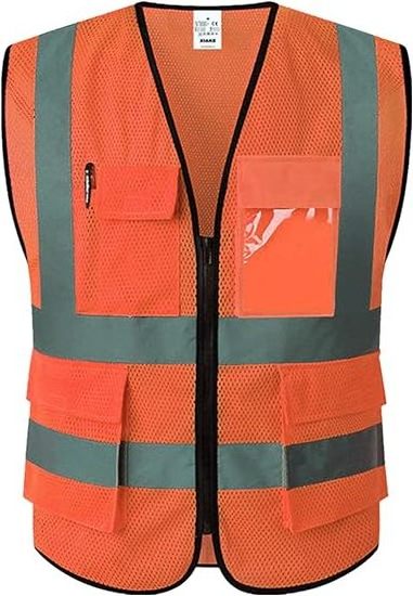 Mesh High Visibility Reflective Safety Vest with Pockets and Zipper for Men Women Work Construction Vest