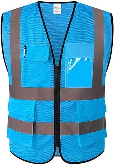 Mesh High Visibility Reflective Safety Vest with Pockets and Zipper for Men Women Work Construction Vest